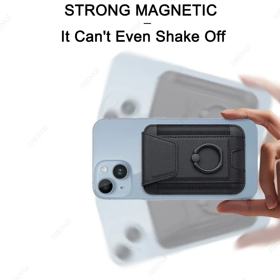 Magnet Wallet & Card Holder Pu Leather Magnetic Ring Stand Cardholder Men Women Cell Phone Case for Iphone 12 13 14 15 16 Pro