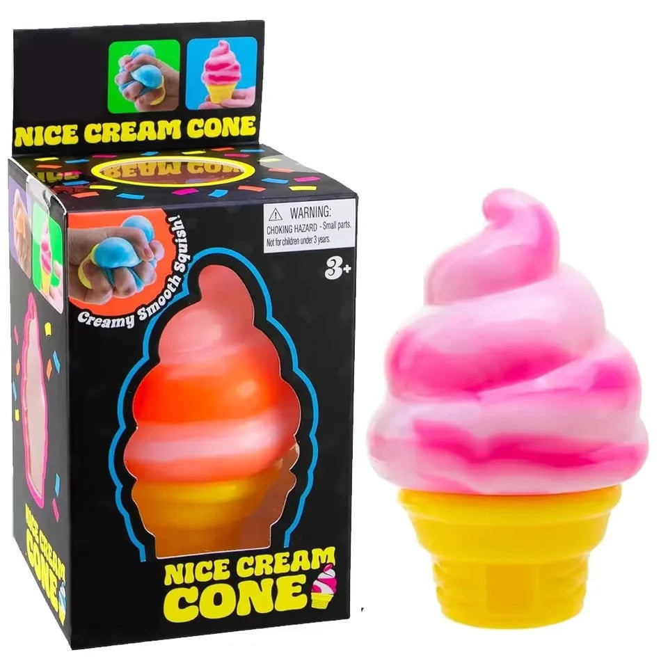Nee-doh Nice Cream Cone Colorful Ice Cream Shaped Sensory Stress Reliever Fidget Tool for Anxiety & Focus for Adults & Kids