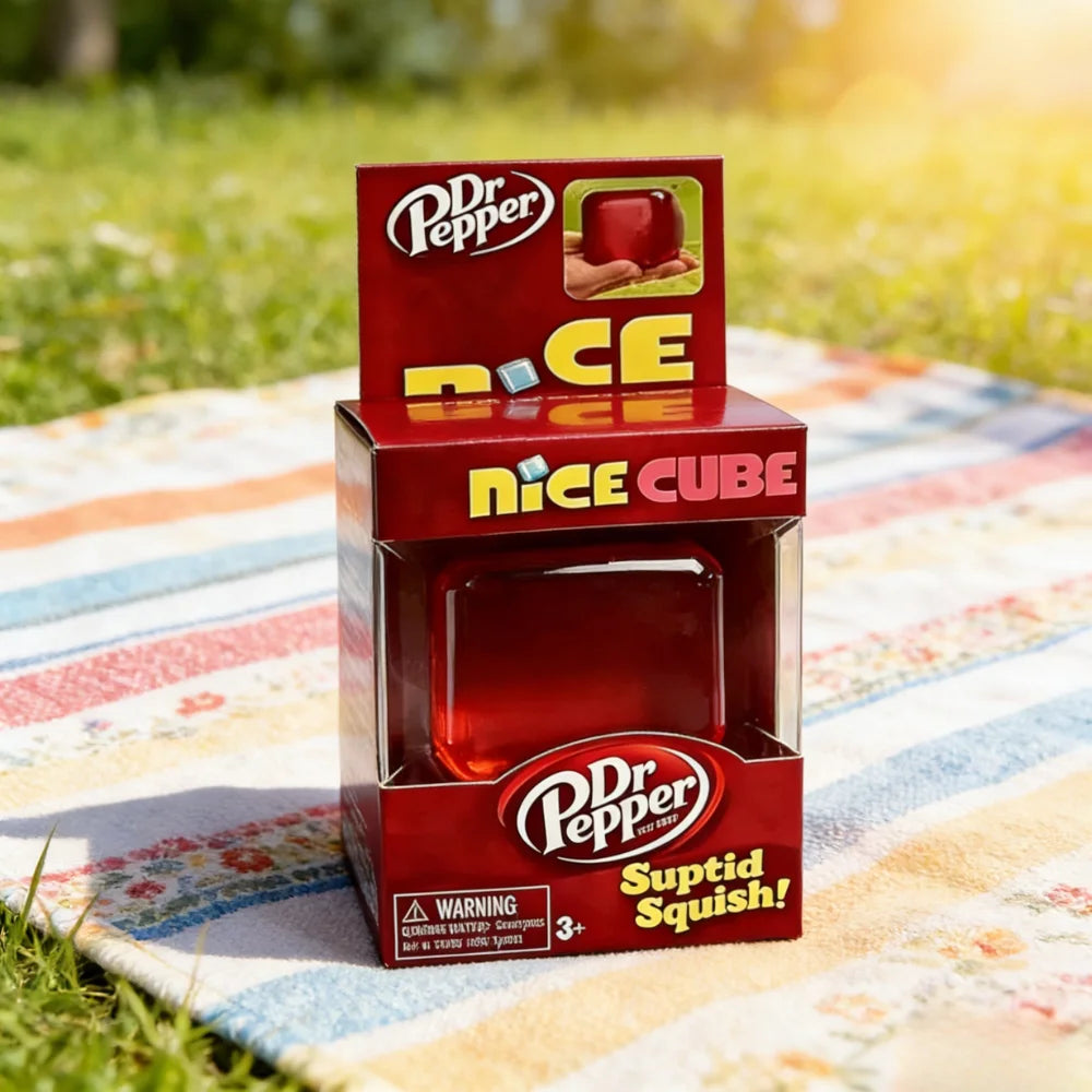 Nee|Doh Nice Cube Super Squeeze Fidget Toy, Translucent Red Stress Relief Squishy Cube, BPA-Free Toy for Kids Adults