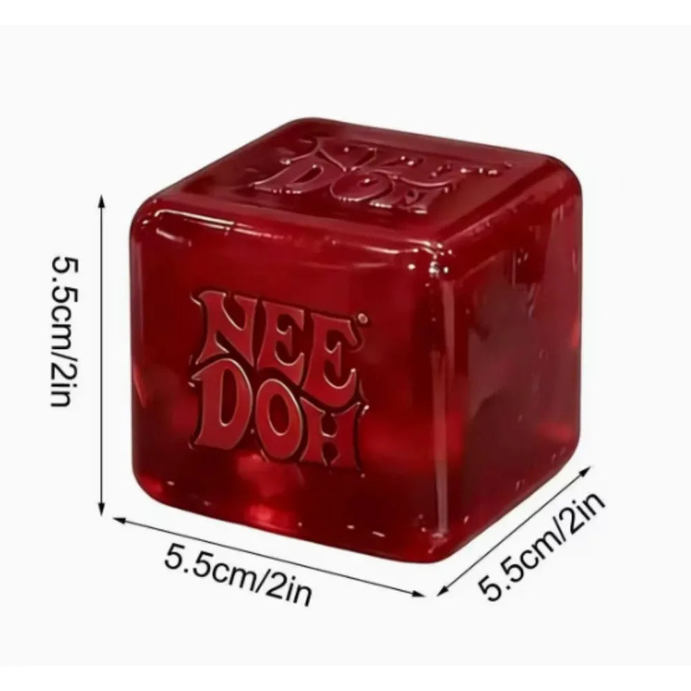 Nee Doh Nice Cube Super Squeeze Fidget Toy, Translucent Red Stress Relief Squishy Cube, BPA-Free Toy for Kids Adults