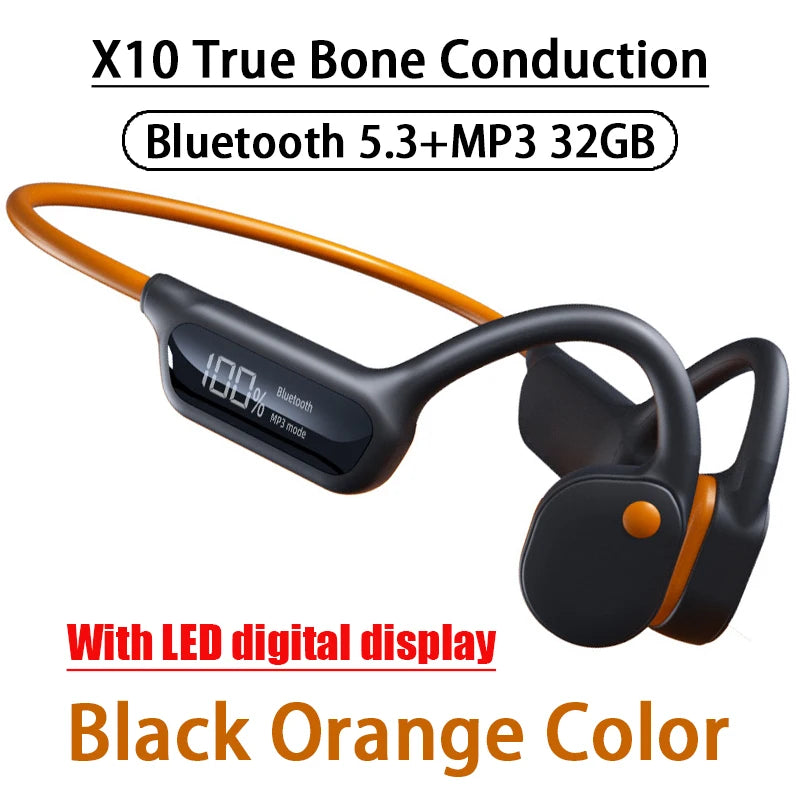 X7/X10 IPX8 Waterproof Swimming Bone Conduction Bluetooth 5.3 Headphone 32GB MP3 Player HIFI Bass Music Sports Wireless Earphone