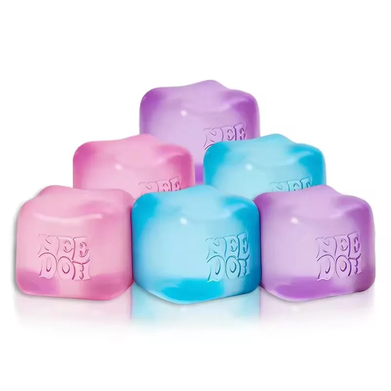 Nee Doh Cube Squeeze Toy, Soft Squeeze Stress Relief Fidget Toy, Sensory Decompression Toy for Kids & Adults Anxiety Relief