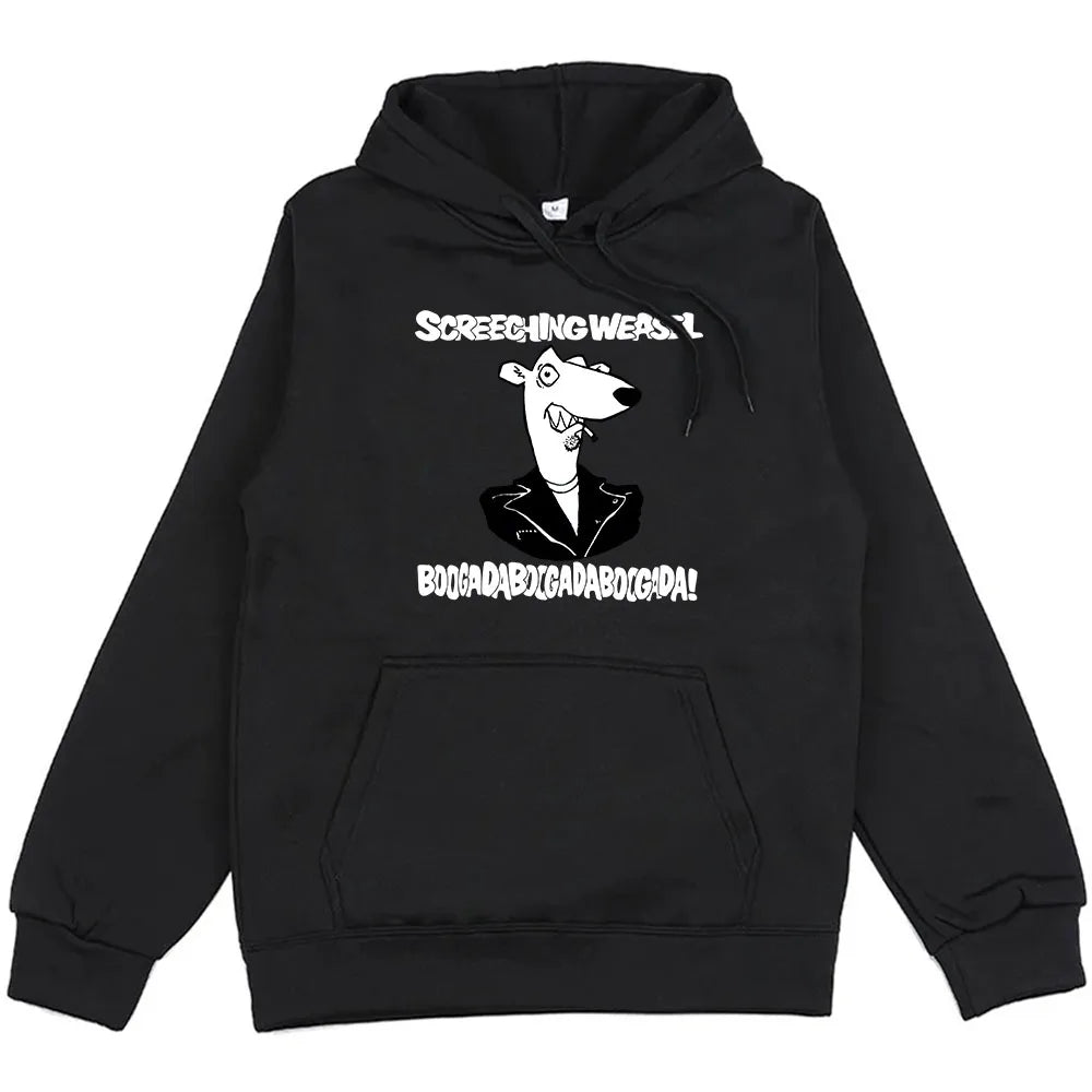 Hooded Clothes Screeching Weasel Band Printing Hoodies Funny Cartoon Graphic Sweatshirts Hip Hop  Fashion Unisex Streetwear Male