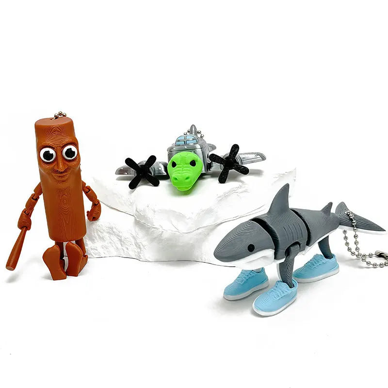 Tung Tung Tung Sahur 3D Printed Animal Mountains and Seas Funny Shark Collectible Abstract Sculpture Italian Bookshelf Decor