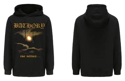 Mens Black Heavy Metal Band Bathory Hoody Y2k Vintage Hip Hop Streetwear Hoodie Zip-up Casual men women Hoodies Coats