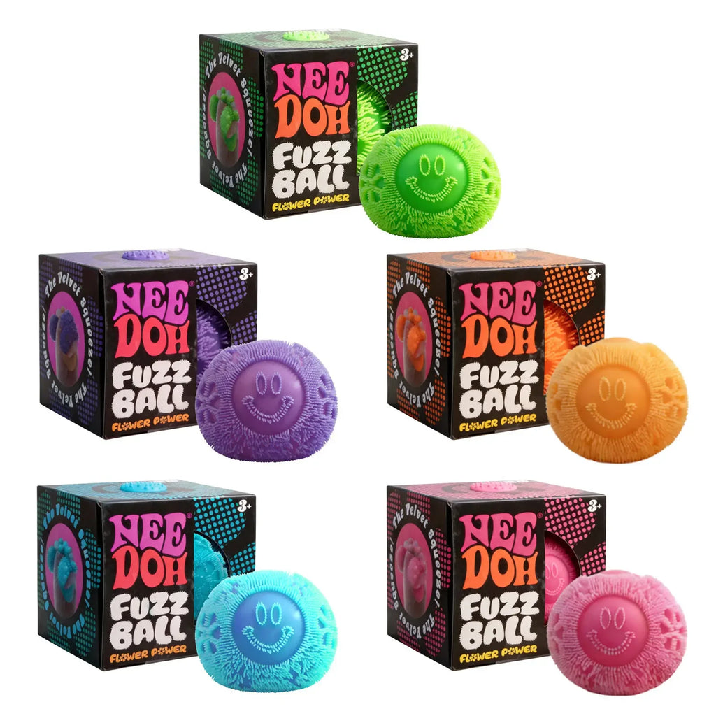 Nee Doh Fuzz Ball Blind Box Cute Smiley Face Flower Shape Soft Non Sticky Stress Relief Squeeze Toy For Office Home Kids Adults