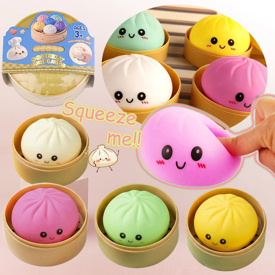 High-quality 4PCS Squishy Dumpling Stress Ball, Dumpling Squishy Toy Shape Hand Relaxation Toy, Party Favor Gift For Friends
