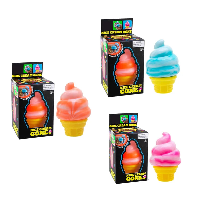 Nee-doh Nice Cream Cone Colorful Ice Cream Shaped Sensory Stress Reliever Fidget Tool for Anxiety & Focus for Adults & Kids