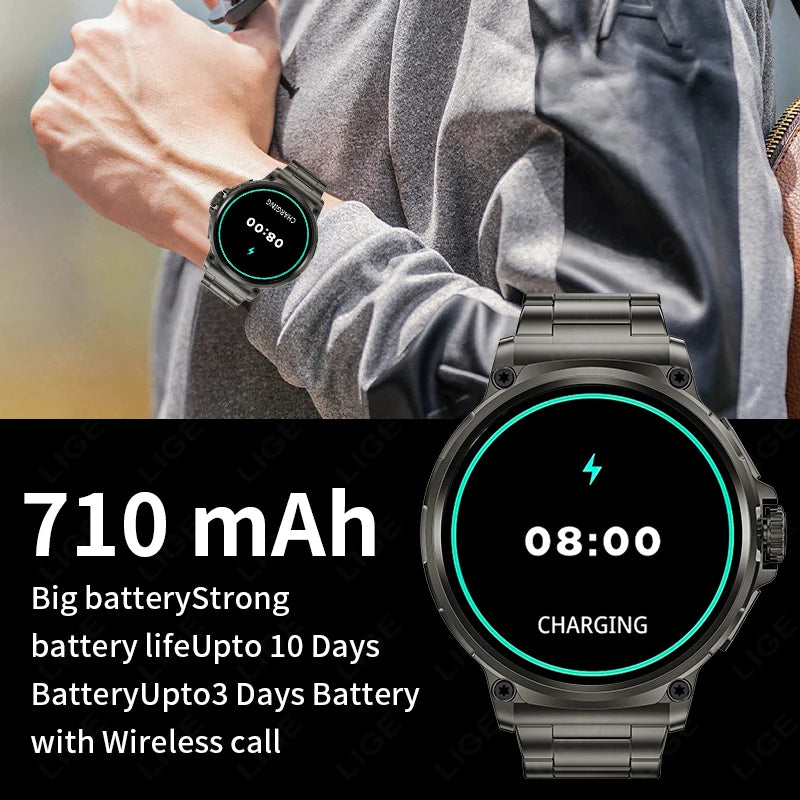 LIGE New 1.85-inch Ultra HD Smartwatch GPS Tracking HD Bluetooth call 710 Mah Large Battery 400+ Dial Smartwatch For IOS Android