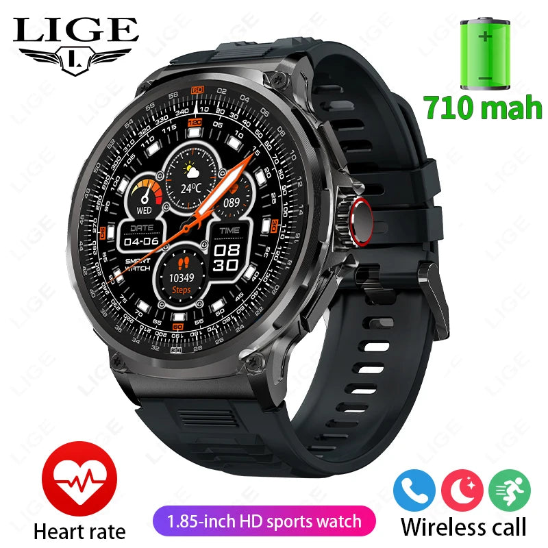 LIGE New 1.85-inch Ultra HD Smartwatch GPS Tracking HD Bluetooth call 710 Mah Large Battery 400+ Dial Smartwatch For IOS Android