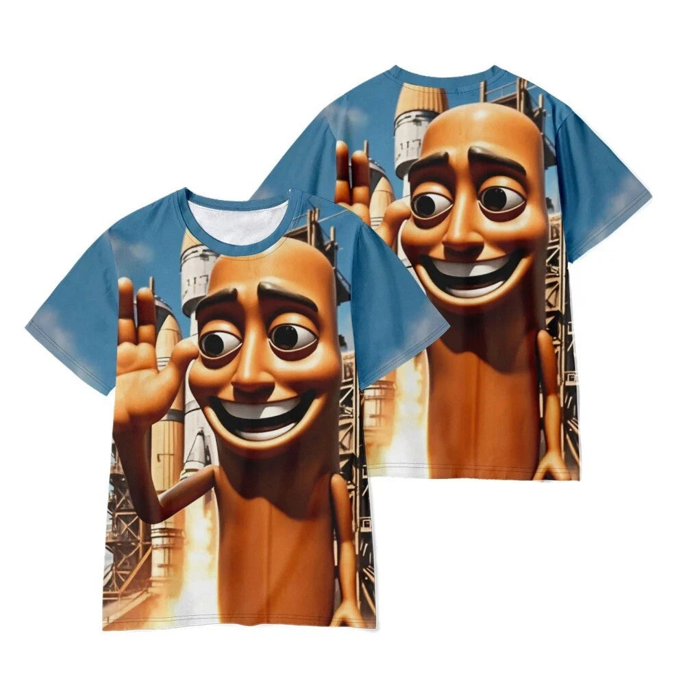 Italian 3D Cartoon Printed T-shirt. Tung Tung Tung Sahur Summer Season Fun Humorous Loose Quick-drying Breathable Men's T-shirt