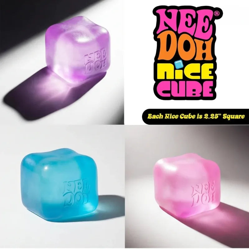 Nee Doh Cube Squeeze Toy, Soft Squeeze Stress Relief Fidget Toy, Sensory Decompression Toy for Kids & Adults Anxiety Relief