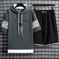 Hoodies Set Shorts Pullover Hat Summer Suits Casual T Shirt Clothing for Men T-shirt Hood Print Hoodie Men New Top Short Sleeve