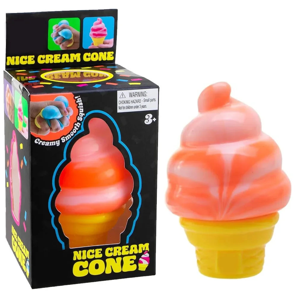 New Nee-doh Nice Cream Cone Colorful Ice Cream Shaped Sensory Stress Reliever Fidget Tool for Anxiety & Focus for Adults & Kids