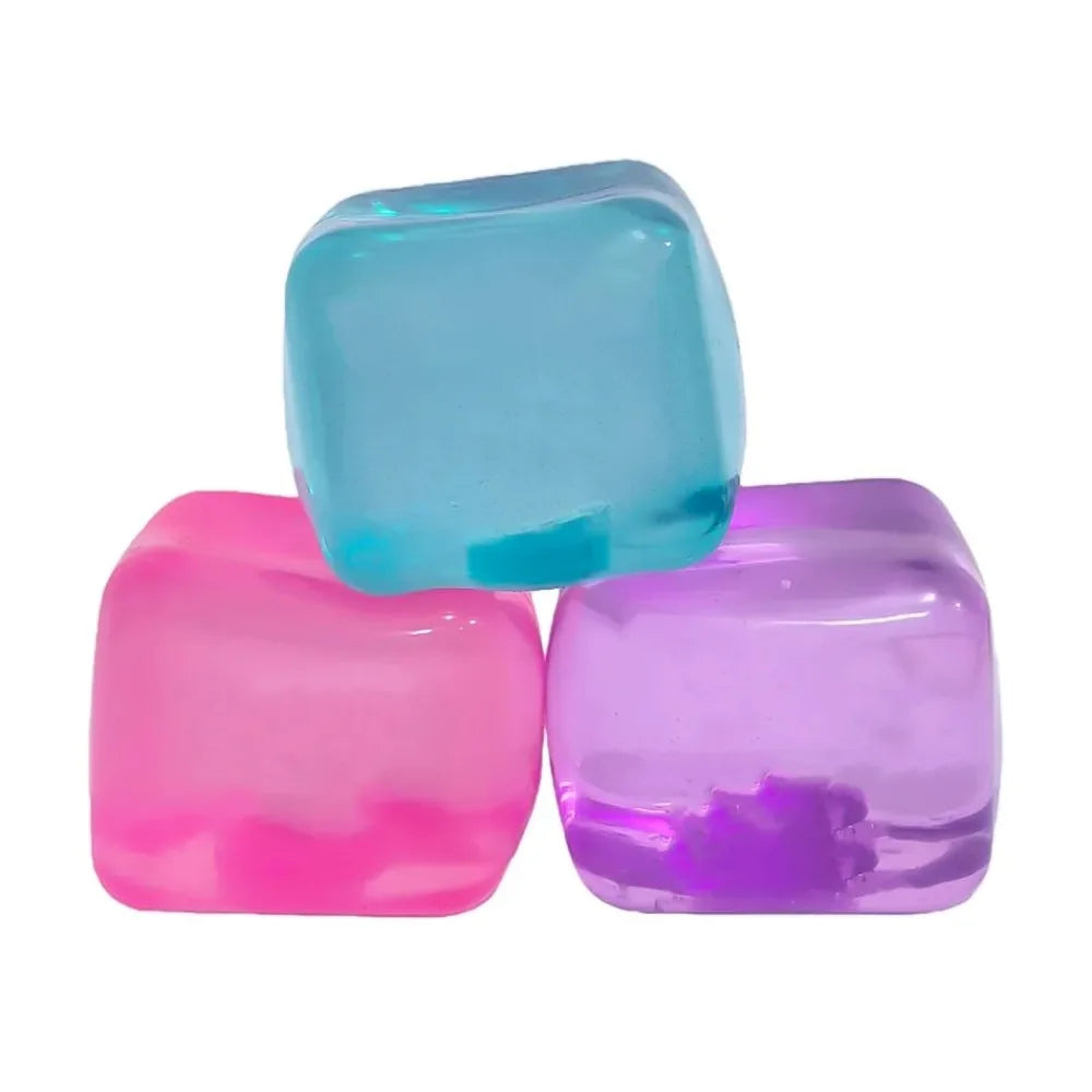 Nee|Doh Nice Cube Super Squeeze Fidget Toy, Translucent Red Stress Relief Squishy Cube, BPA-Free Toy for Kids Adults