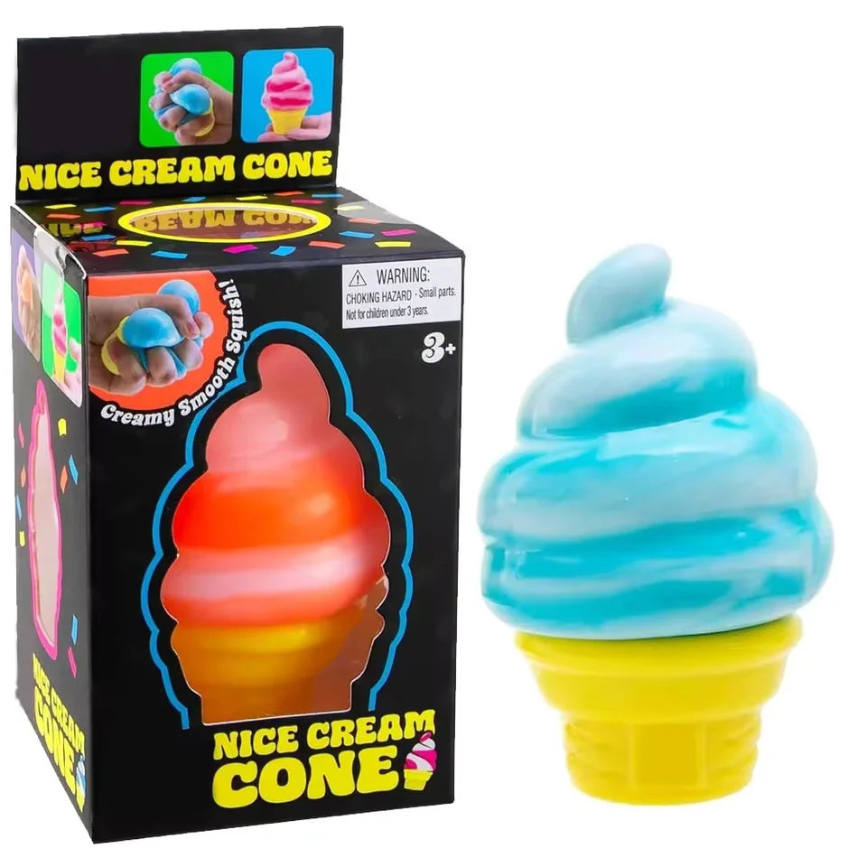 Nee-doh Nice Cream Cone Colorful Ice Cream Shaped Sensory Stress Reliever Fidget Tool for Anxiety & Focus for Adults & Kids