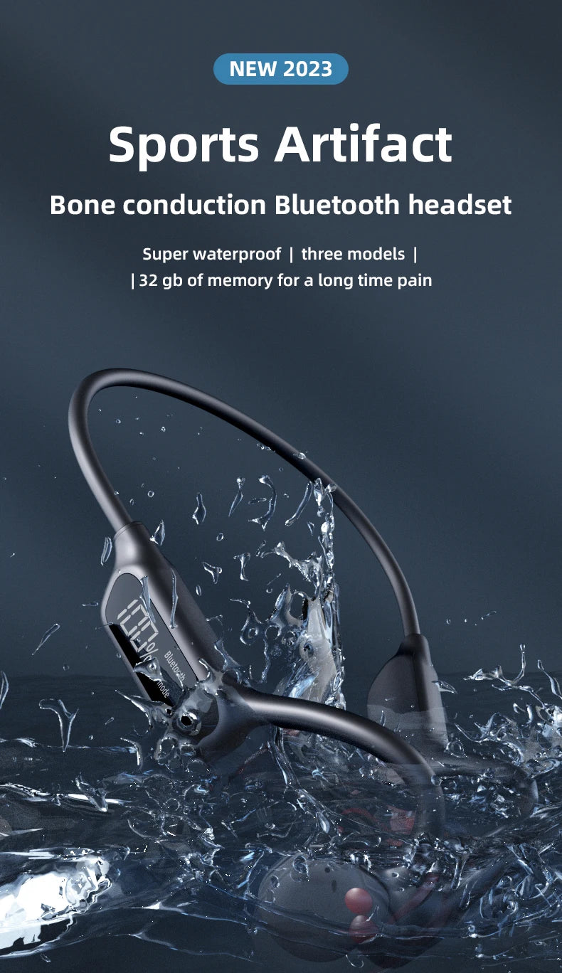 X7/X10 IPX8 Waterproof Swimming Bone Conduction Bluetooth 5.3 Headphone 32GB MP3 Player HIFI Bass Music Sports Wireless Earphone