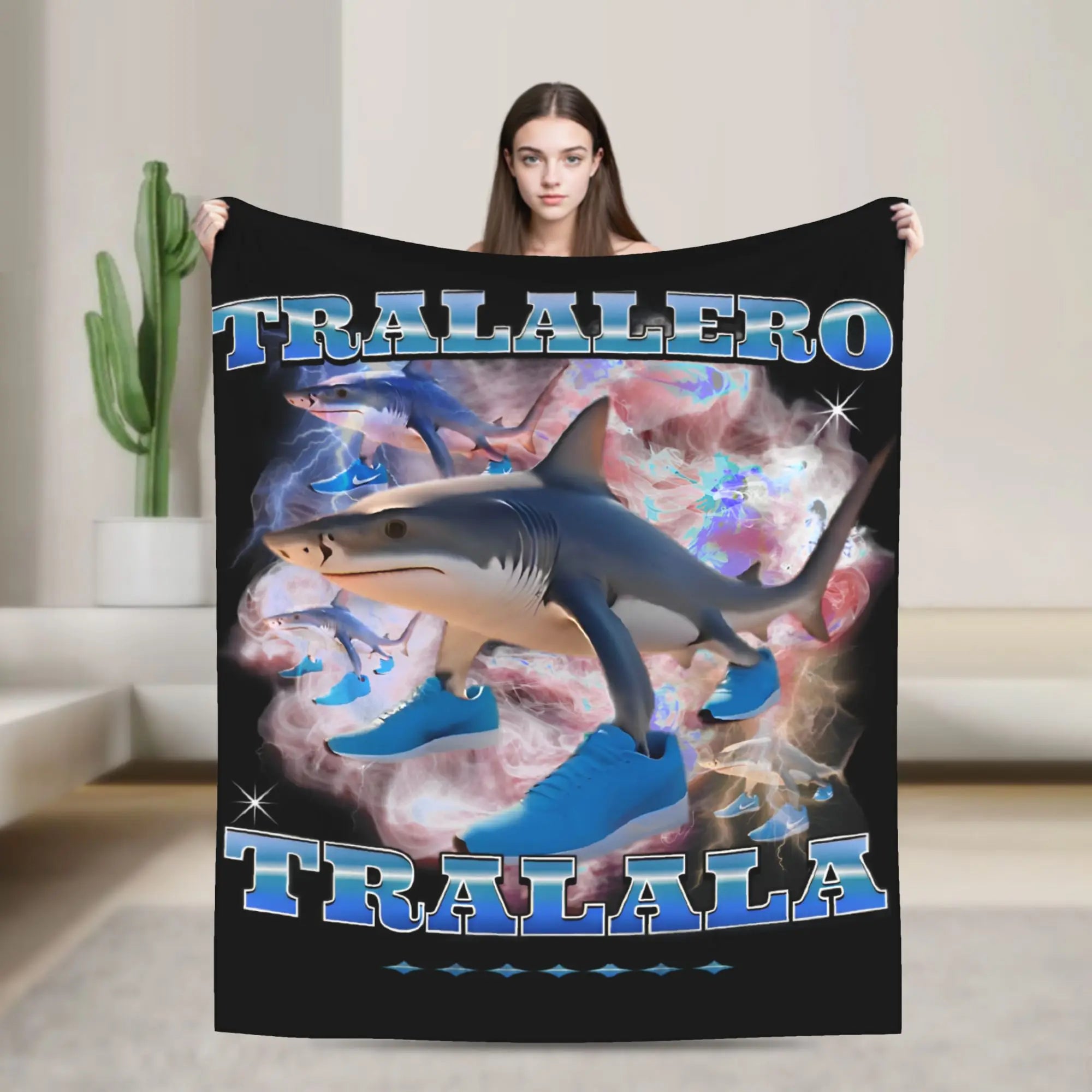 Tung Tung Tung Sahur Blankets Funny Italian Brainrot Meme Flannel Novelty Breathable Throw Blankets for Home Restaurant