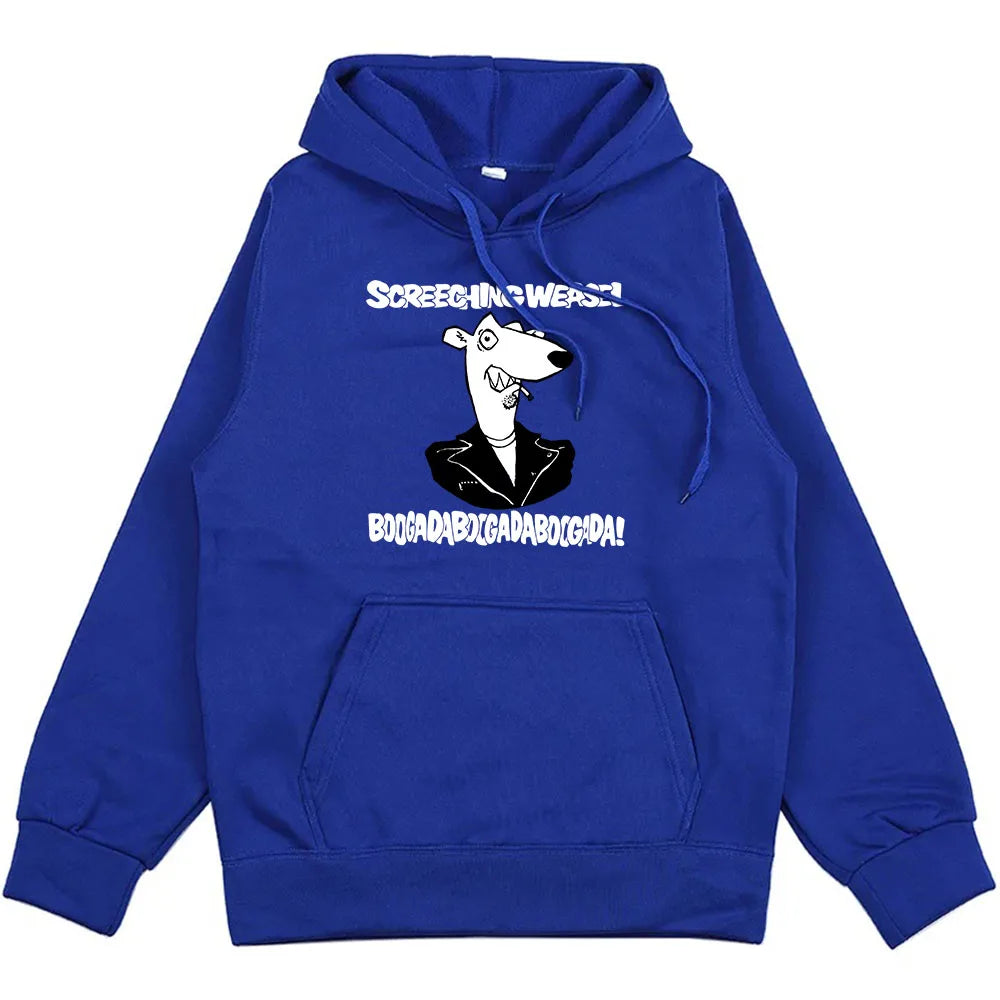 Hooded Clothes Screeching Weasel Band Printing Hoodies Funny Cartoon Graphic Sweatshirts Hip Hop  Fashion Unisex Streetwear Male