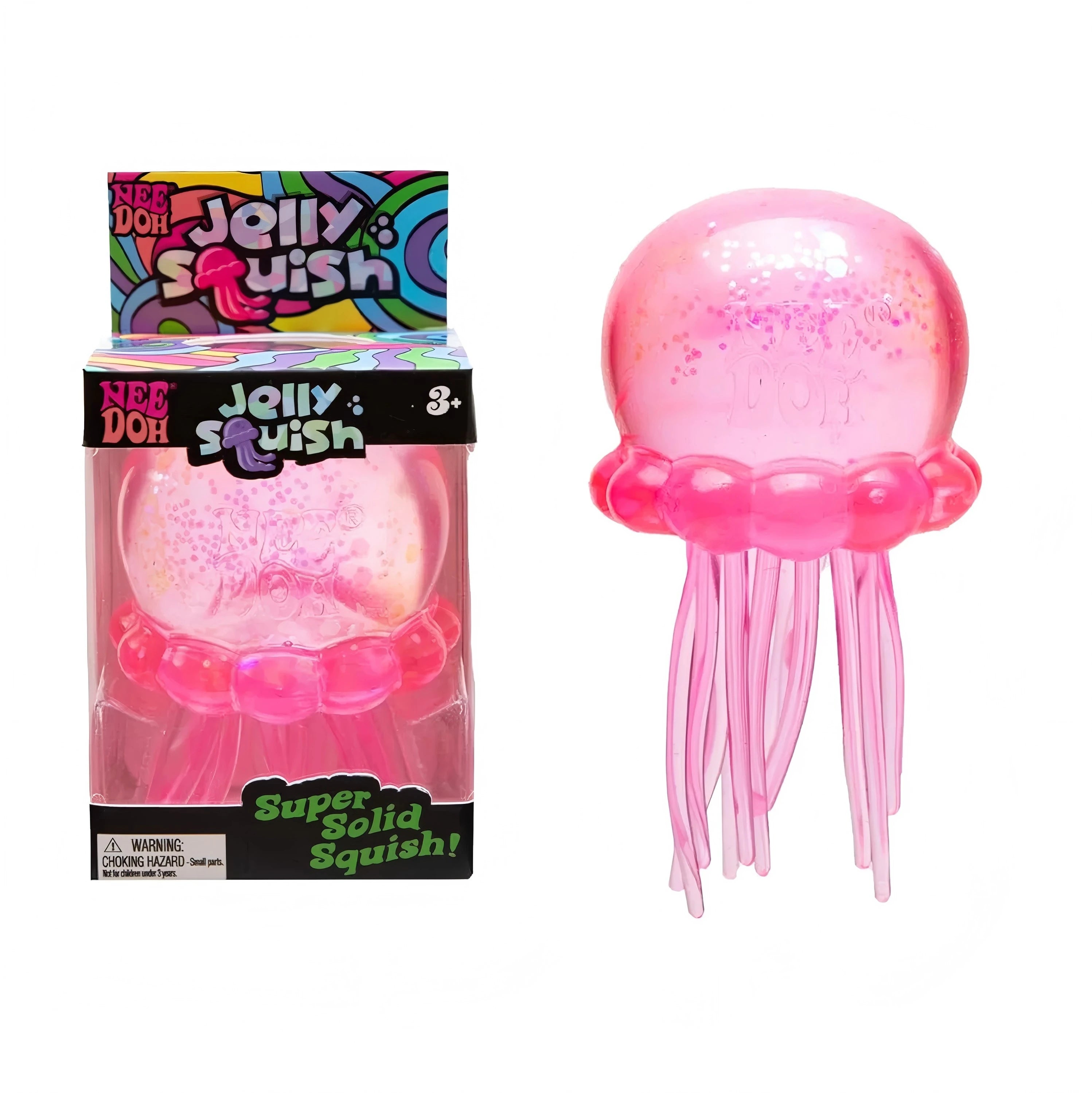 Nee Doh  Trending Jellyfish & Cube Squish Toy, Soft Jelly Squeeze Stress Relief Fidget Toy, Sensory NeeDoh for Kids & Adults