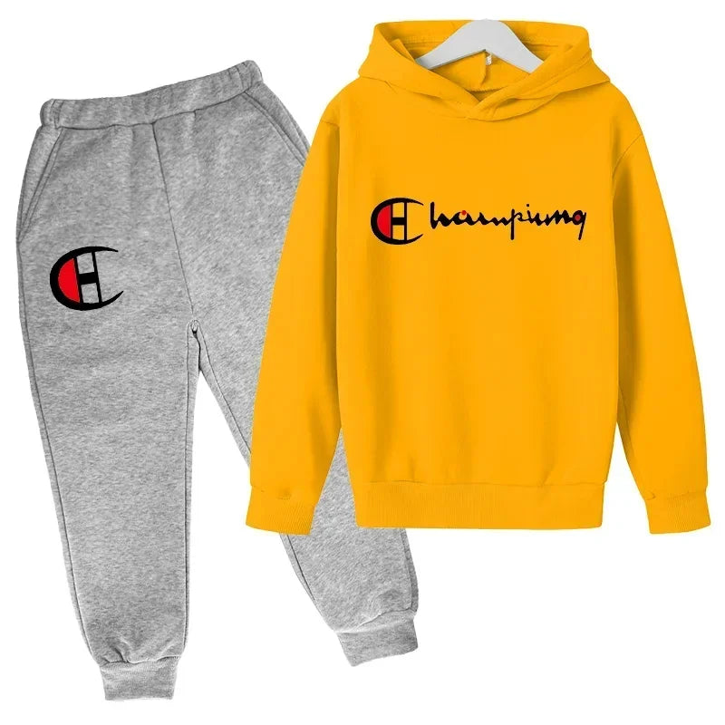 Hooded Hoodies Sweatshirts Sets Teenagers Fashion Groups of Pants Child SuitAutumn/winter Kids Clothing for Girl Boy Children's