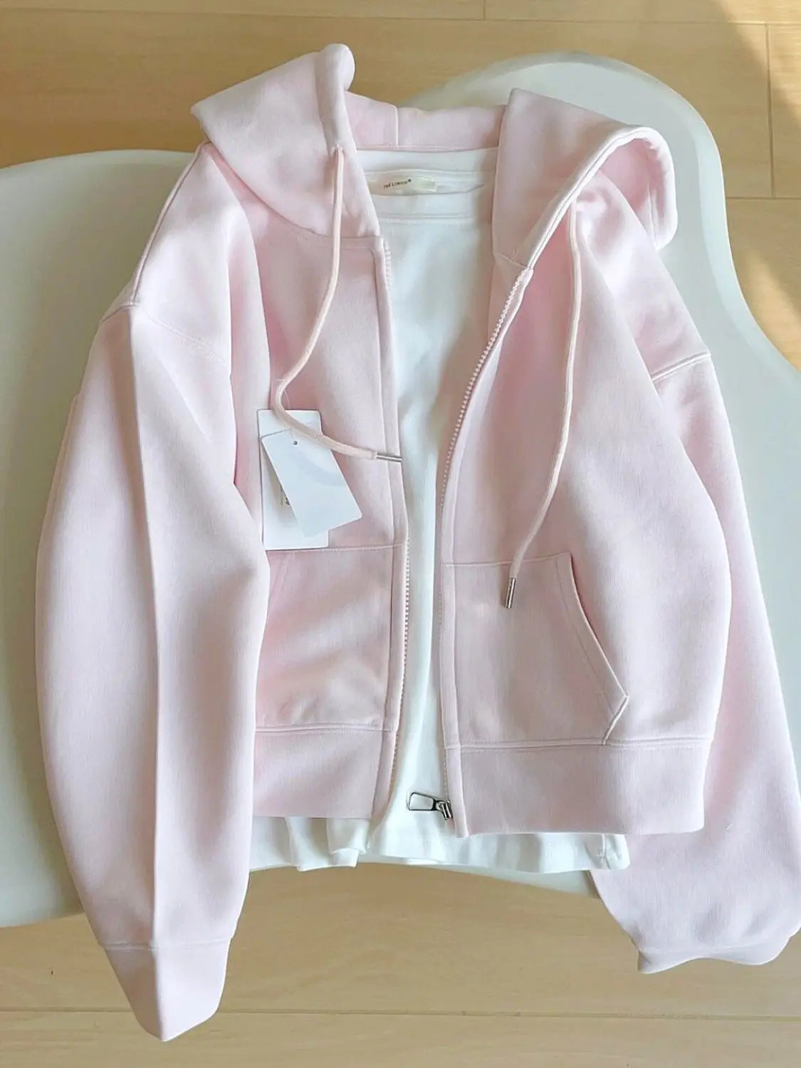 Hooded Zip Up Hoodies Womens Leisure Pink Aesthetic Thin O-Neck Front Back Gothic Letters Goth Breathable Thicken Sport Cozy