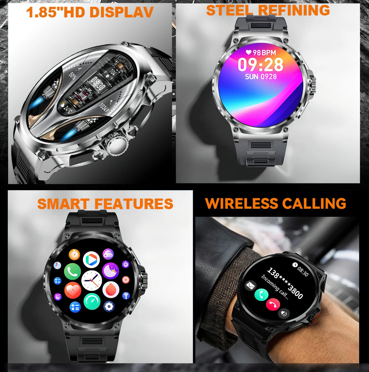 LIGE New 1.85-inch Ultra HD Smartwatch GPS Tracking HD Bluetooth call 710 Mah Large Battery 400+ Dial Smartwatch For IOS Android