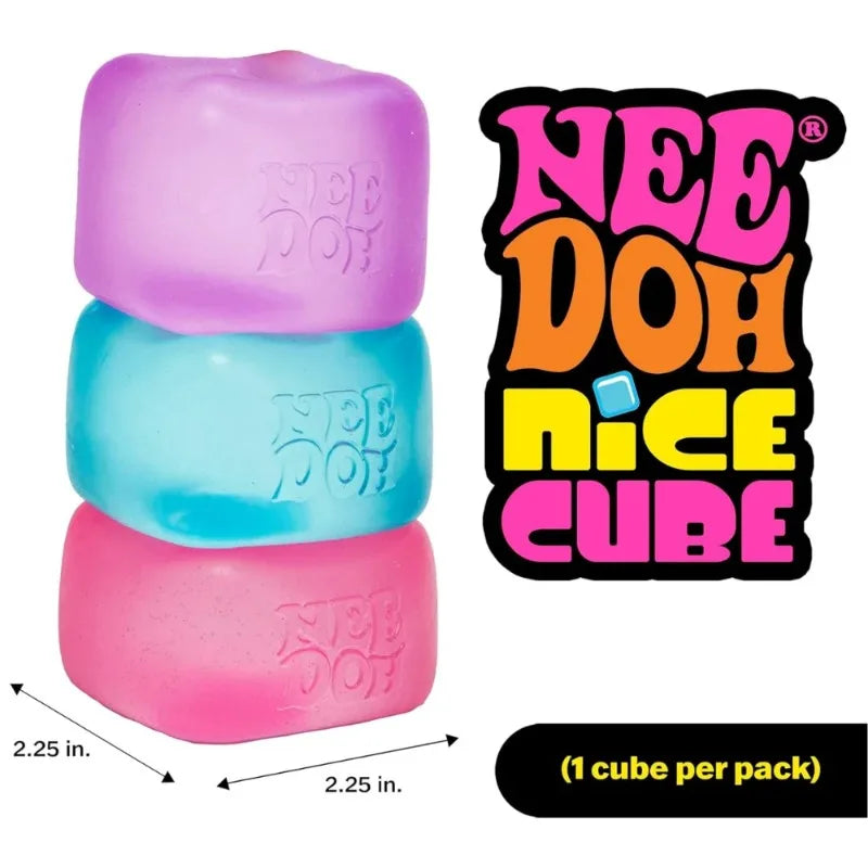 Nee Doh Cube Squeeze Toy, Soft Squeeze Stress Relief Fidget Toy, Sensory Decompression Toy for Kids & Adults Anxiety Relief