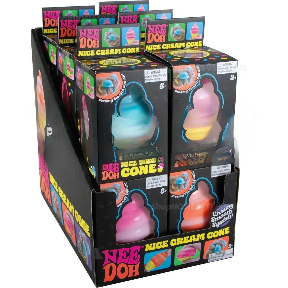 Nee-doh Nice Cream Cone Colorful Ice Cream Shaped  Sensory Stress Reliever Fidget Tool for Anxiety & Focus for Adults & Kids