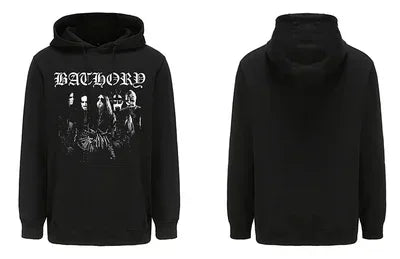 Mens Black Heavy Metal Band Bathory Hoody Y2k Vintage Hip Hop Streetwear Hoodie Zip-up Casual men women Hoodies Coats