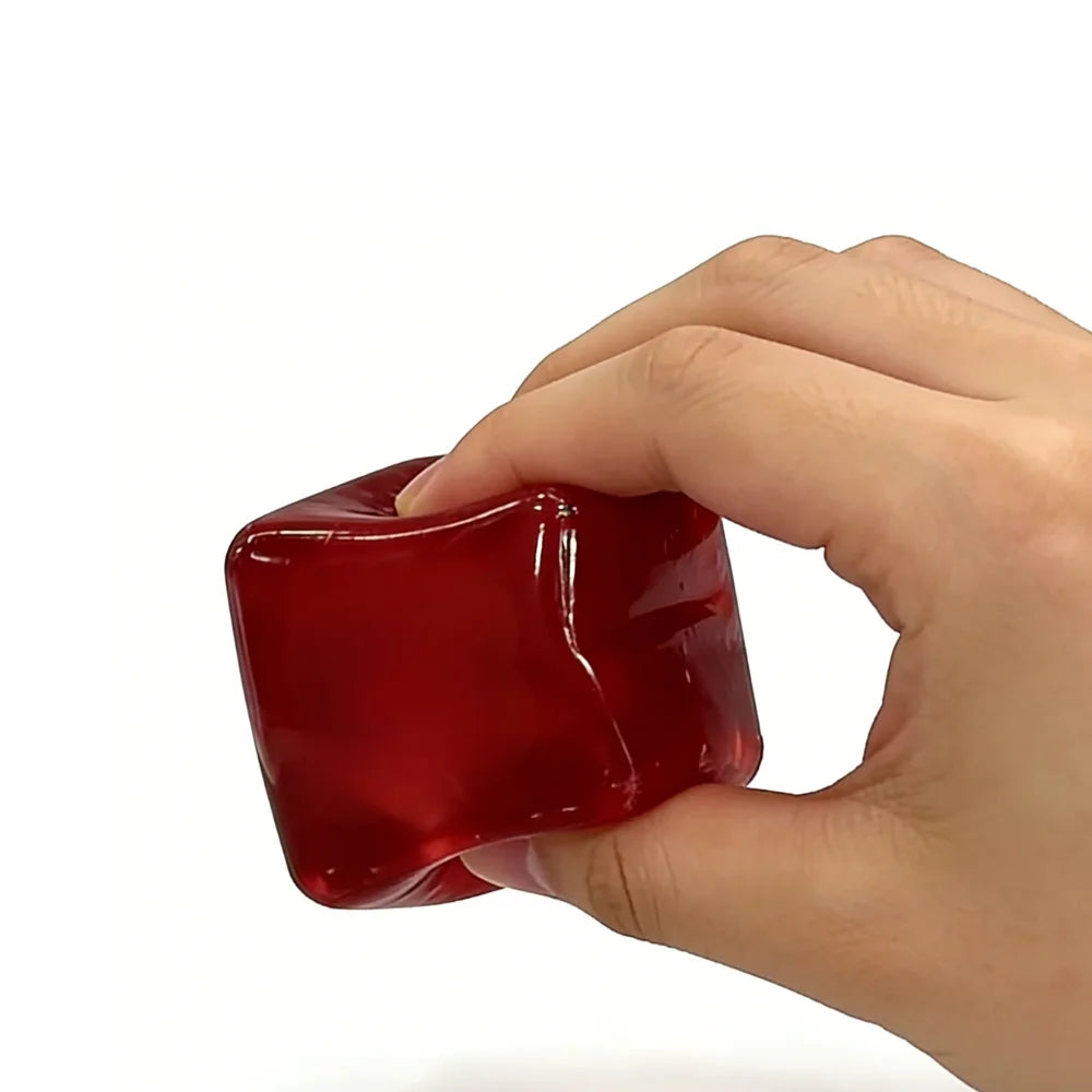 Nee|Doh Nice Cube Super Squeeze Fidget Toy, Translucent Red Stress Relief Squishy Cube, BPA-Free Toy for Kids Adults