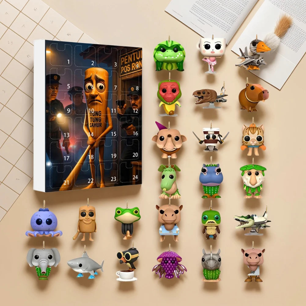 Tung Tung Sahur Blind Box Guessing Game Mystery Box Toy 24pcs Creative Abstract Art Fun Doll Gift for Kids and Adults