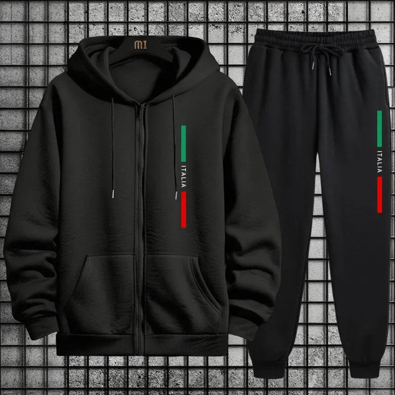 Hoodies Autumn Winter Men Sweatshirts Fashion Daily Men's Tracksuit Single Piece Sports Pants and Sportswear Zip Up Top Cardigan