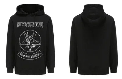 Mens Black Heavy Metal Band Bathory Hoody Y2k Vintage Hip Hop Streetwear Hoodie Zip-up Casual men women Hoodies Coats