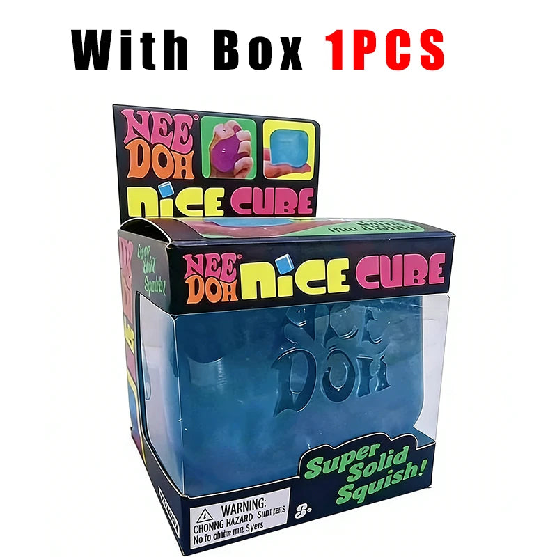 Nee Doh Nice Cube Super Squeeze Fidget Toy, Translucent Red Stress Relief Squishy Cube, BPA-Free Toy for Kids Adults