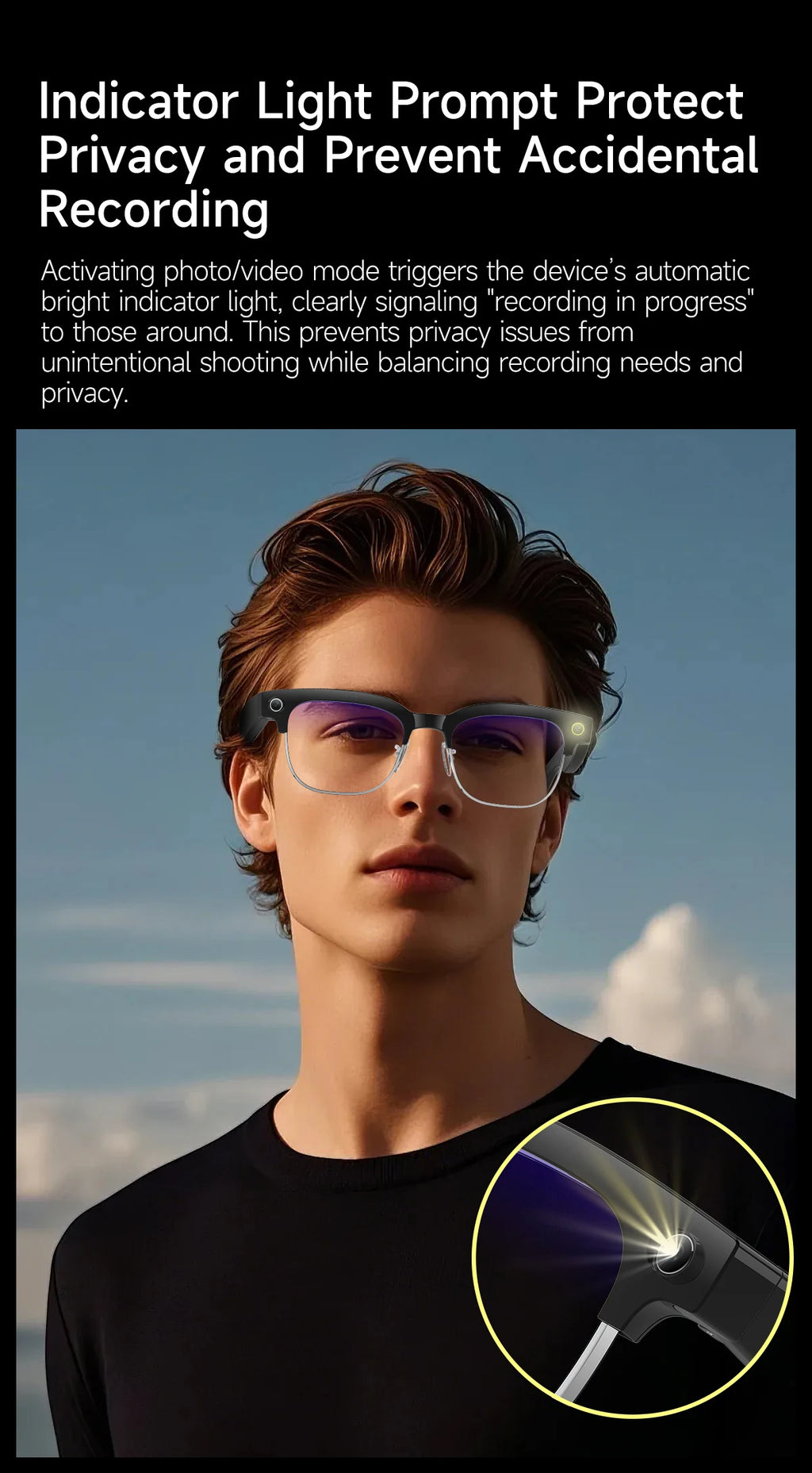 2026New AI Smart Glasses 120+Language Translation 800W Pixel Camera Video Music Player Call Business 8K Color Change Glasses Men