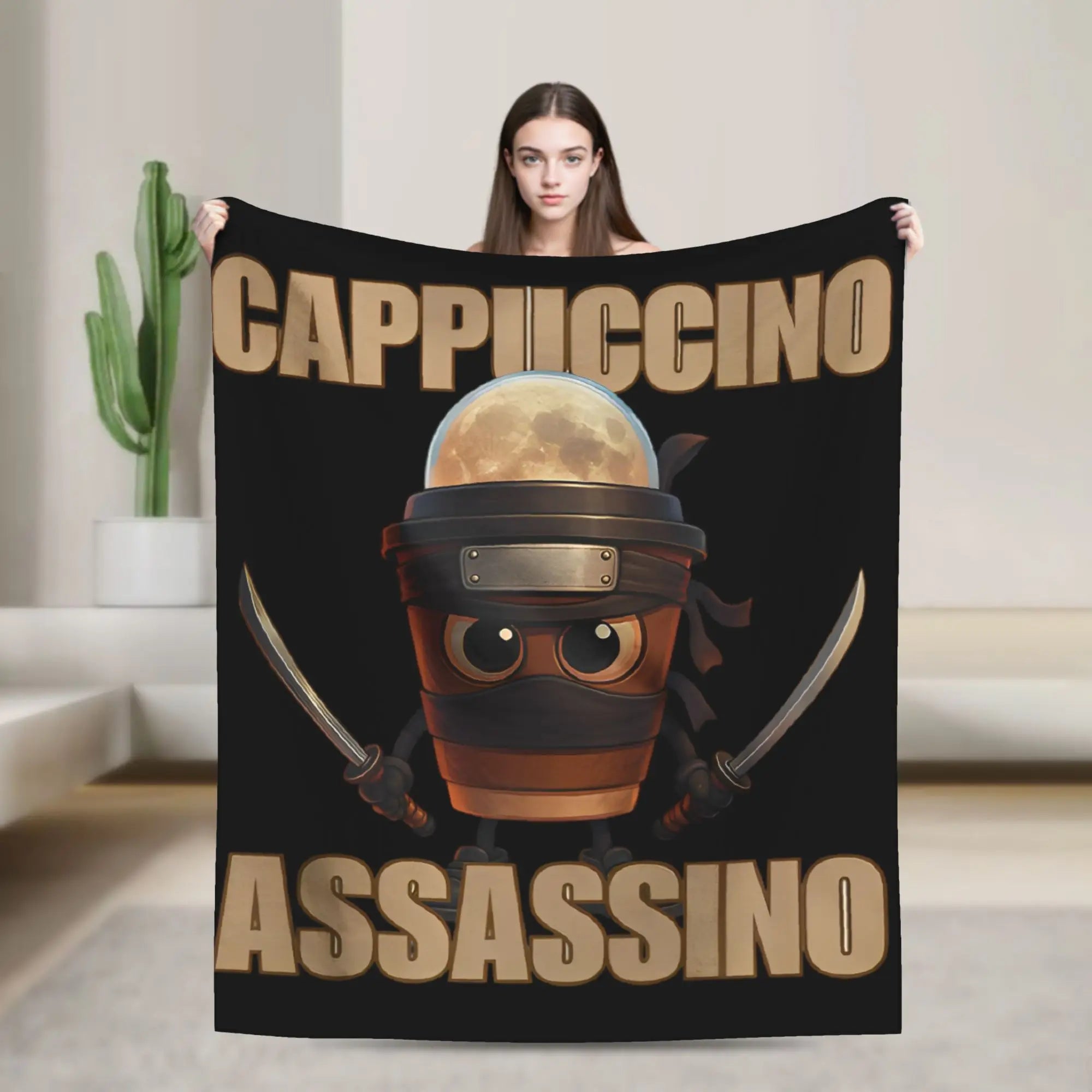 Tung Tung Tung Sahur Blankets Funny Italian Brainrot Meme Flannel Novelty Breathable Throw Blankets for Home Restaurant