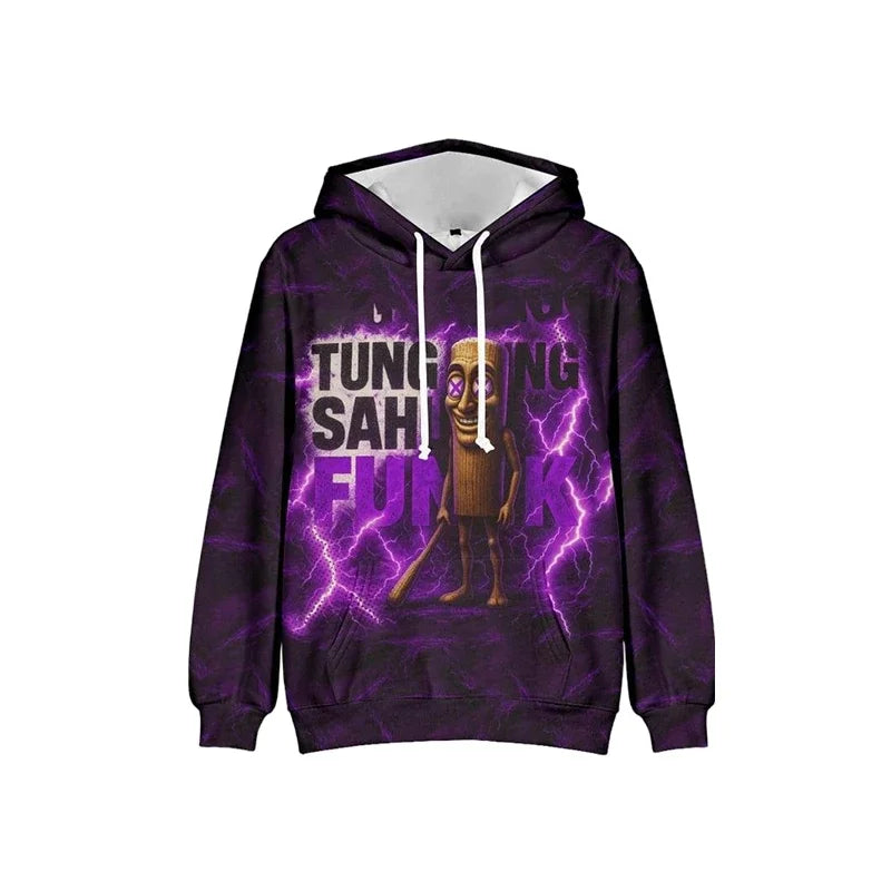 Tung Tung Tung Sahur Funny Baseball Bat Meme Hoodie Men's Fashion Humor Style Graphic Sweatshirts Harajuku Fashion Kids Hoodies