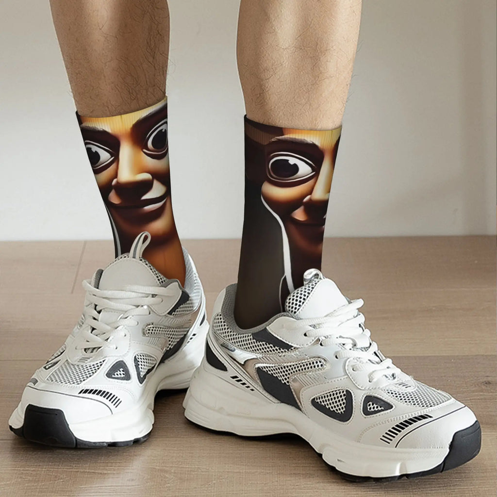 Funny Sock  Tung Tung Tung Sahur 1 Harajuku Seamless Pattern Printed Men Crew Socks Novelty Men's Socks