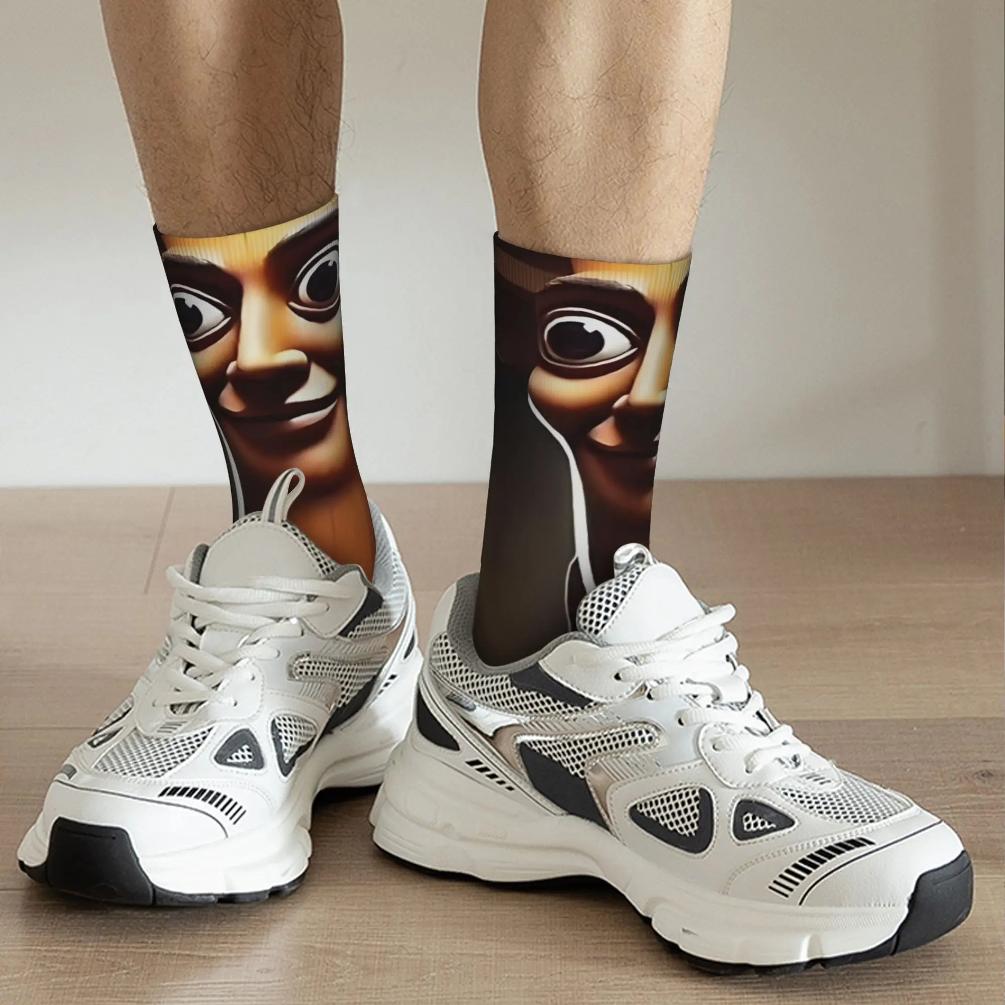 Funny Sock  Tung Tung Tung Sahur 1 Harajuku Seamless Pattern Printed Men Crew Socks Novelty Men's Socks