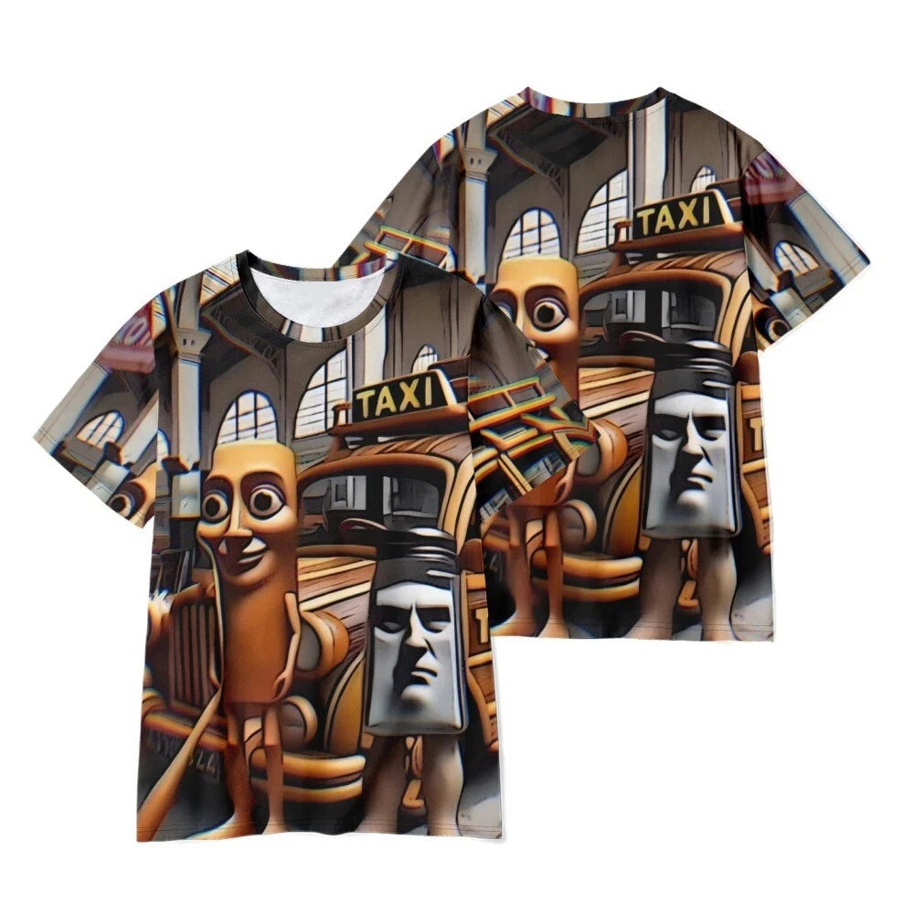 Italian 3D Cartoon Printed T-shirt. Tung Tung Tung Sahur Summer Season Fun Humorous Loose Quick-drying Breathable Men's T-shirt