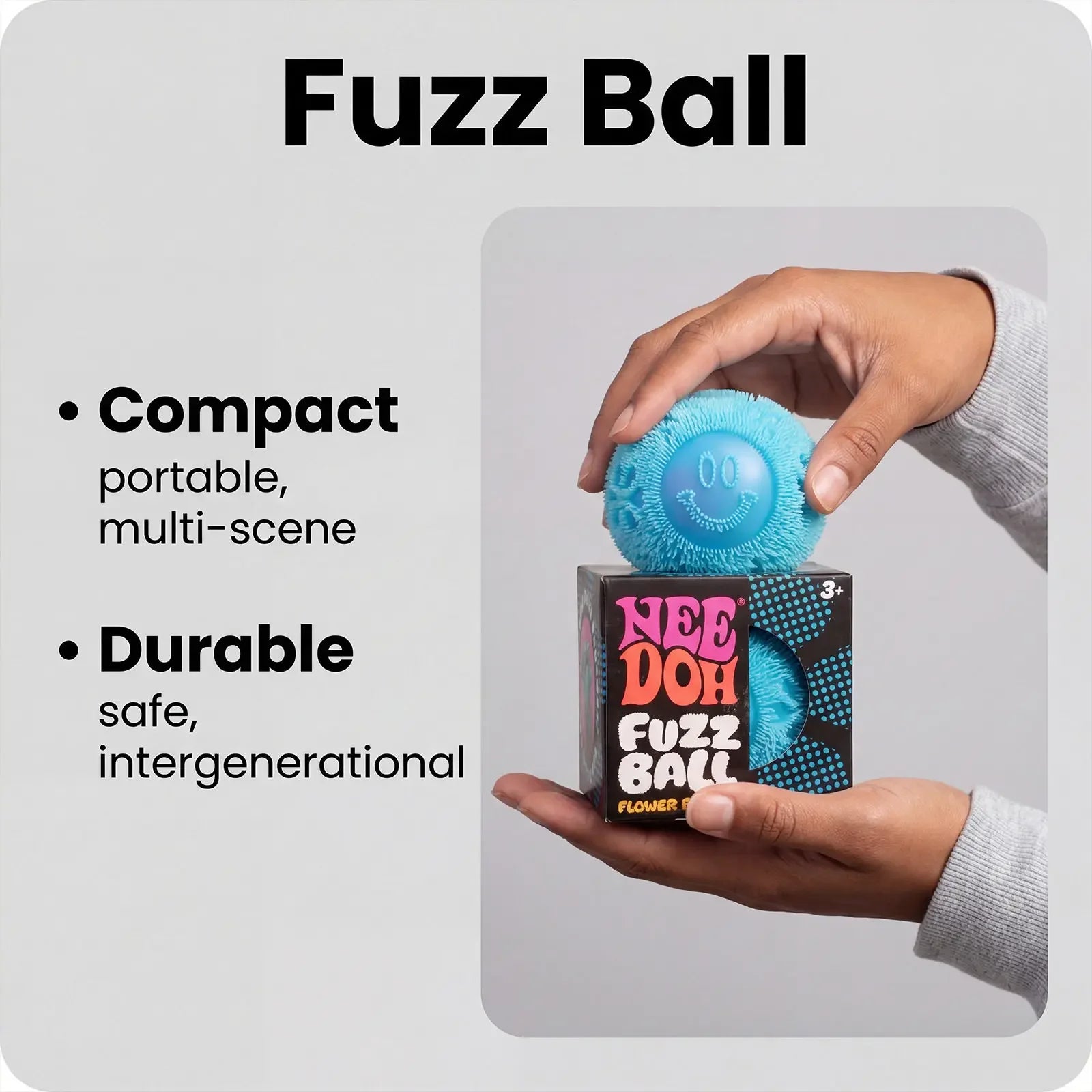 Nee Doh Fuzz Ball Blind Box Cute Smiley Face Flower Shape Soft Non Sticky Stress Relief Squeeze Toy For Office Home Kids Adults