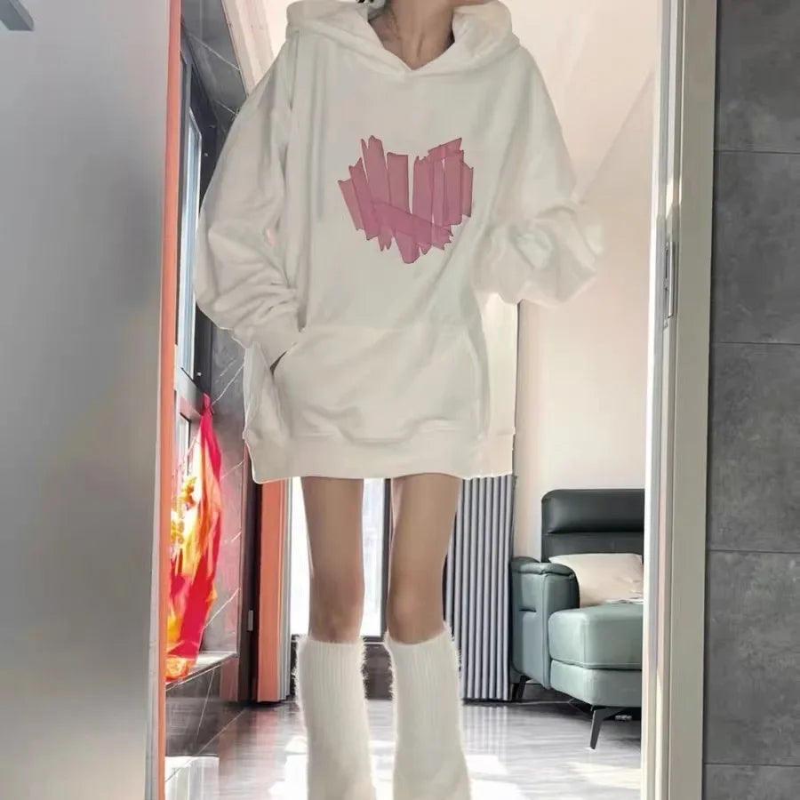 Hooded Cute Hoodies Womens Clothes Sherpa Abstract Lettering Youthwear Ribbed Hem Autunm Reducing Age Washable Apparel Sherpa