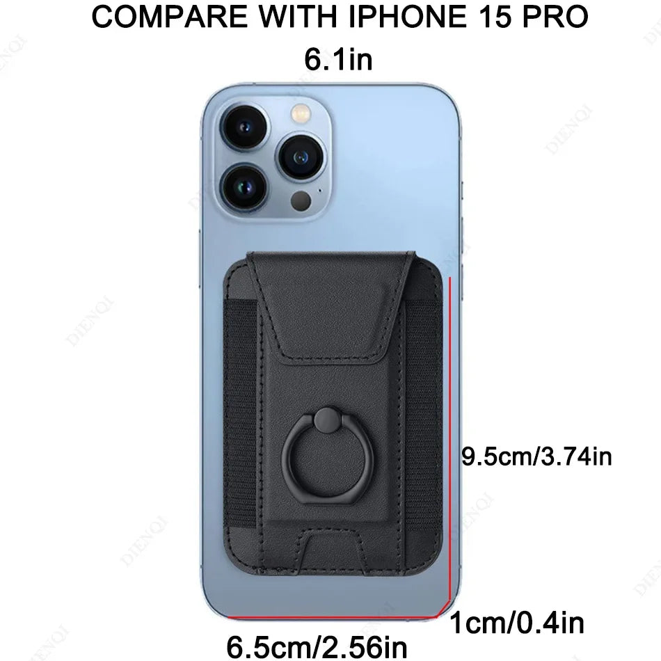 Magnet Wallet & Card Holder Pu Leather Magnetic Ring Stand Cardholder Men Women Cell Phone Case for Iphone 12 13 14 15 16 Pro