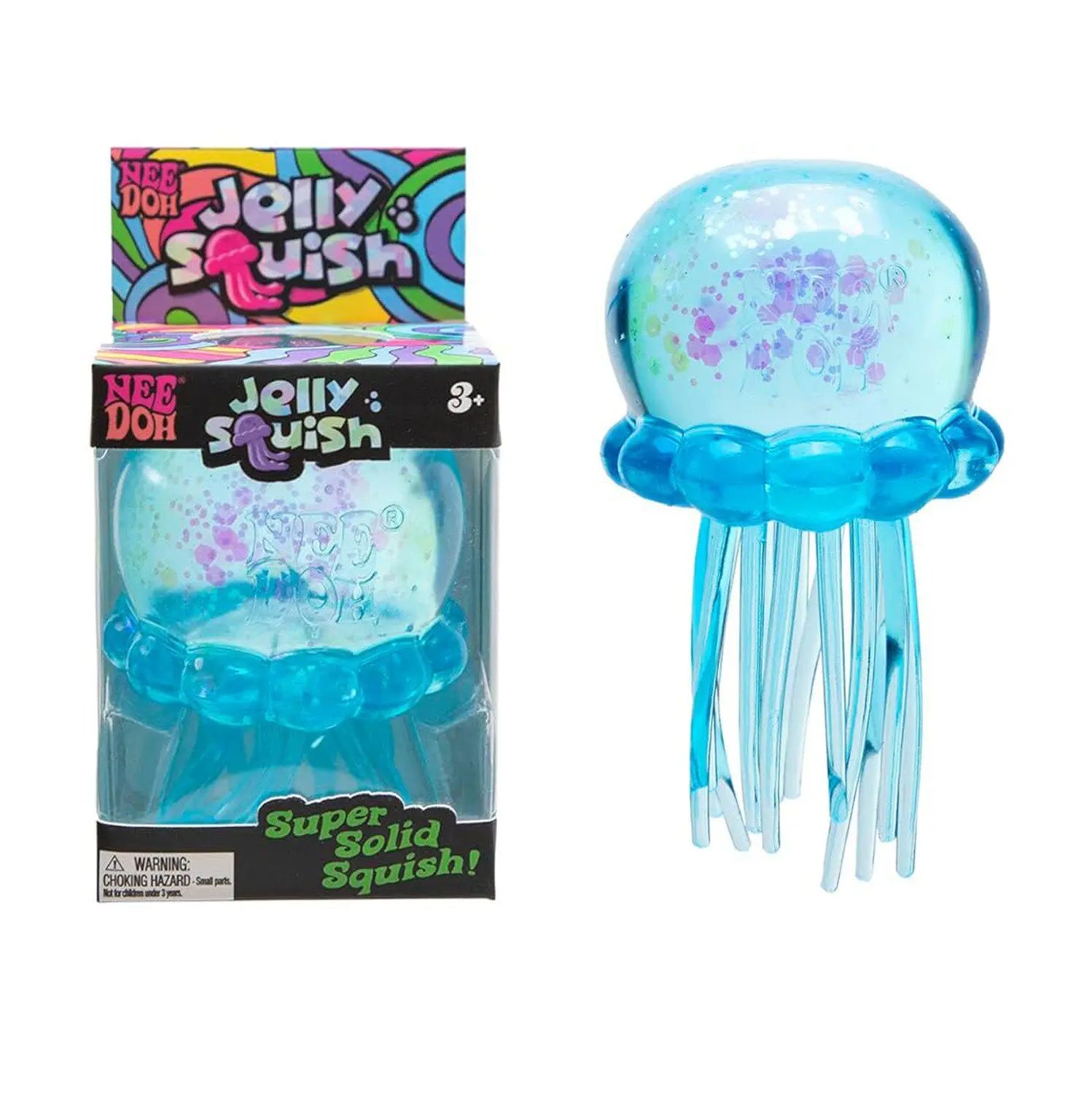 NEE DOH Jellyfish Shaped Squishy Squeeze Toy Glitter Blue Transparent Sensory Stress Relief For Home Work Play For Adults