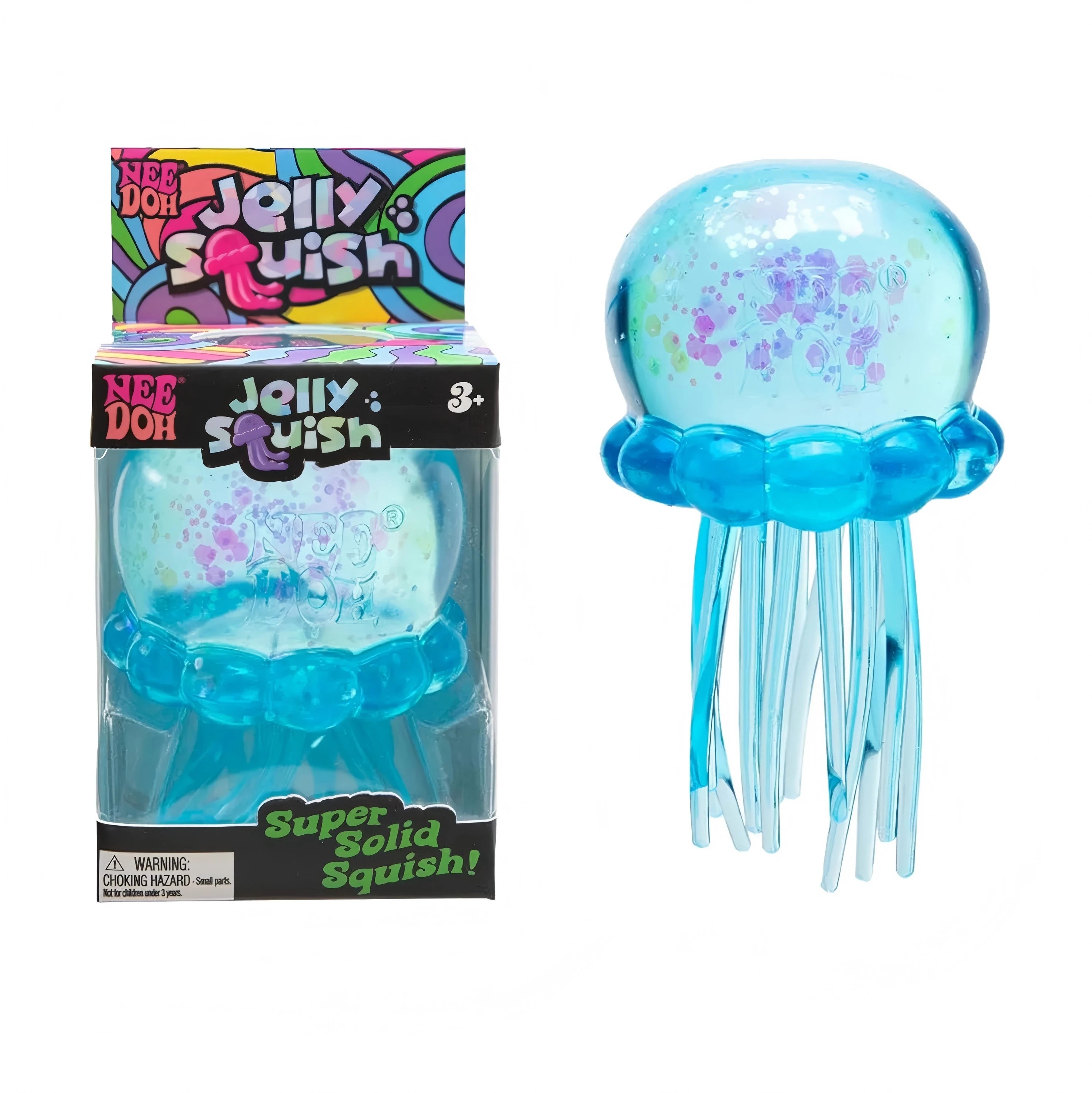 Nee Doh  Trending Jellyfish & Cube Squish Toy, Soft Jelly Squeeze Stress Relief Fidget Toy, Sensory NeeDoh for Kids & Adults