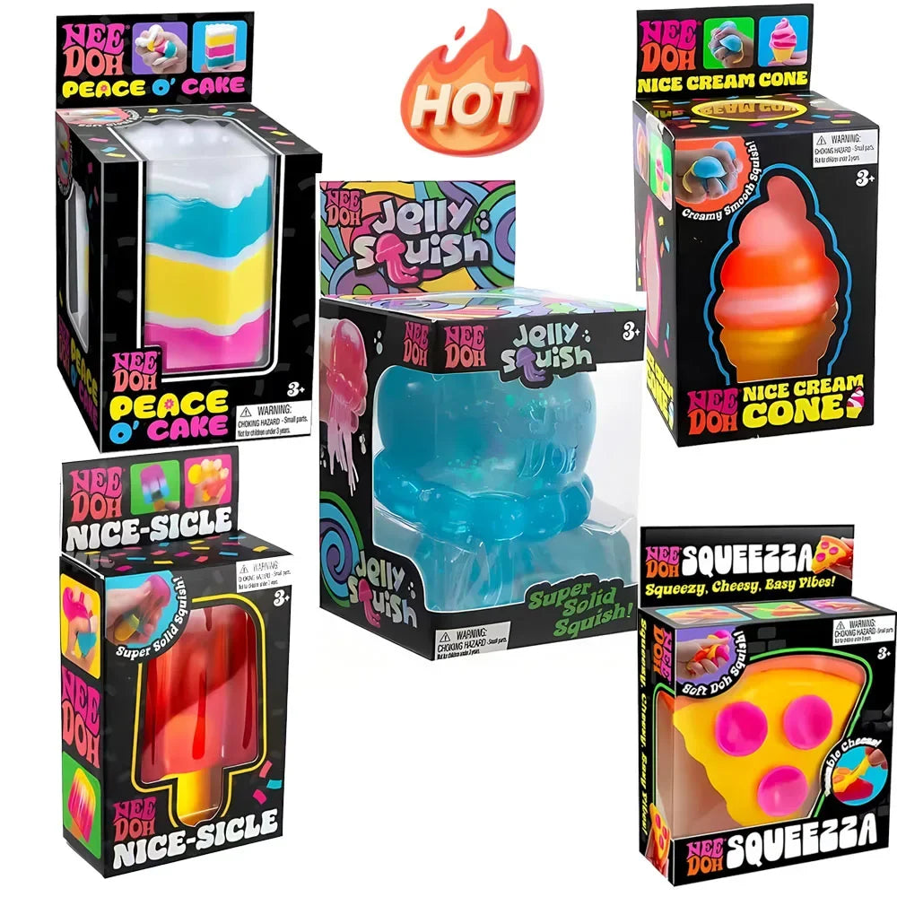 Nee-doh Nice Cream Cone Colorful Ice Cream Shaped Sensory Stress Reliever Fidget Tool for Anxiety & Focus for Adults & Kids