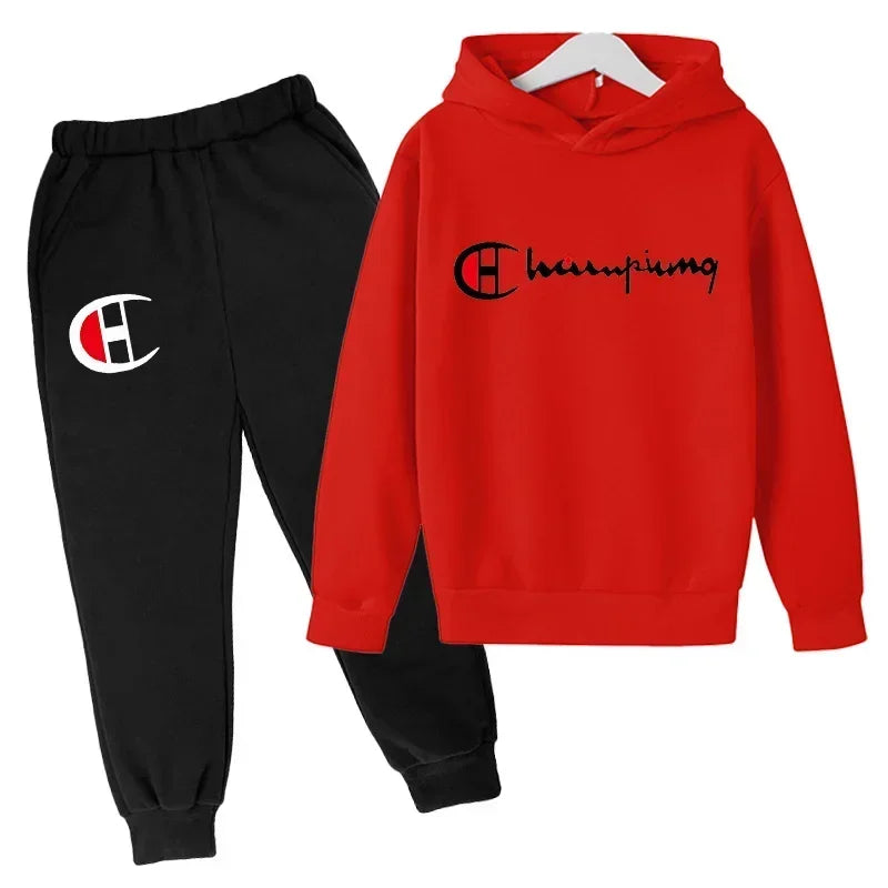 Hooded Hoodies Sweatshirts Sets Teenagers Fashion Groups of Pants Child SuitAutumn/winter Kids Clothing for Girl Boy Children's