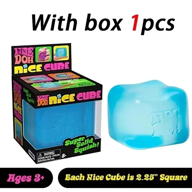 Nee Doh Cube Squeeze Toy, Soft Squeeze Stress Relief Fidget Toy, Sensory Decompression Toy for Kids & Adults Anxiety Relief