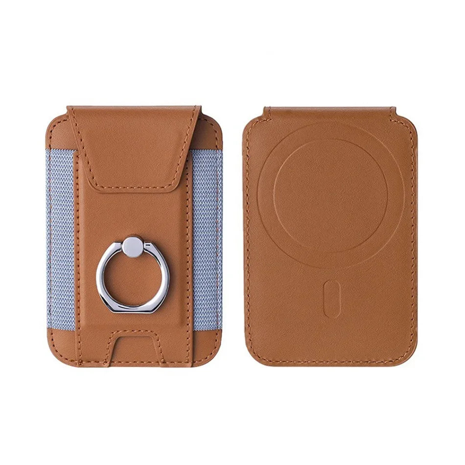 Magnet Wallet & Card Holder Pu Leather Magnetic Ring Stand Cardholder Men Women Cell Phone Case for Iphone 12 13 14 15 16 Pro